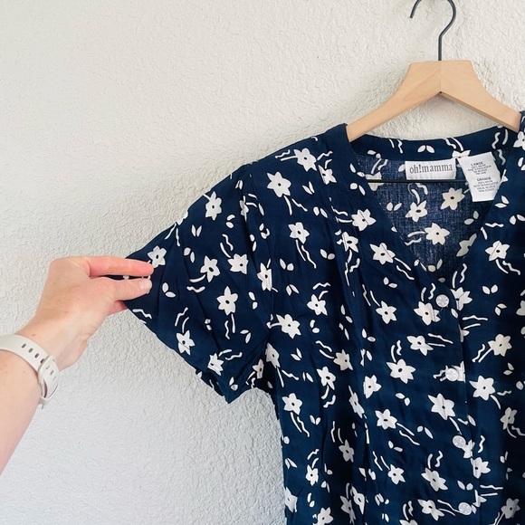 Vintage Blue Floral Shorts Romper - Picture 2 of 14